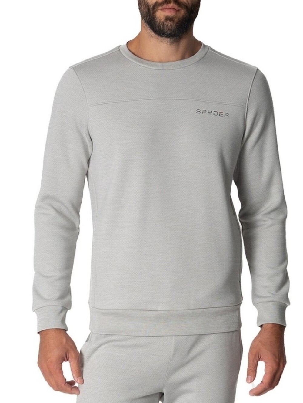 Spyder Men's Light Gray Crewneck, Fleece Lined, Pullover Sweater